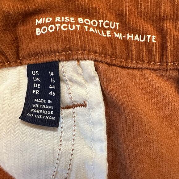 Lands’ End Corduroy Mid Rise Boot Cut Burnt Orange Brown Pant Sz 14 - Picture 7 of 7